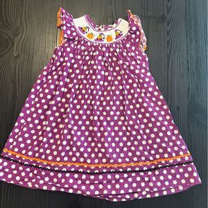 EUC lil cactus Purple Polka Dot smocked Halloween dress 4t